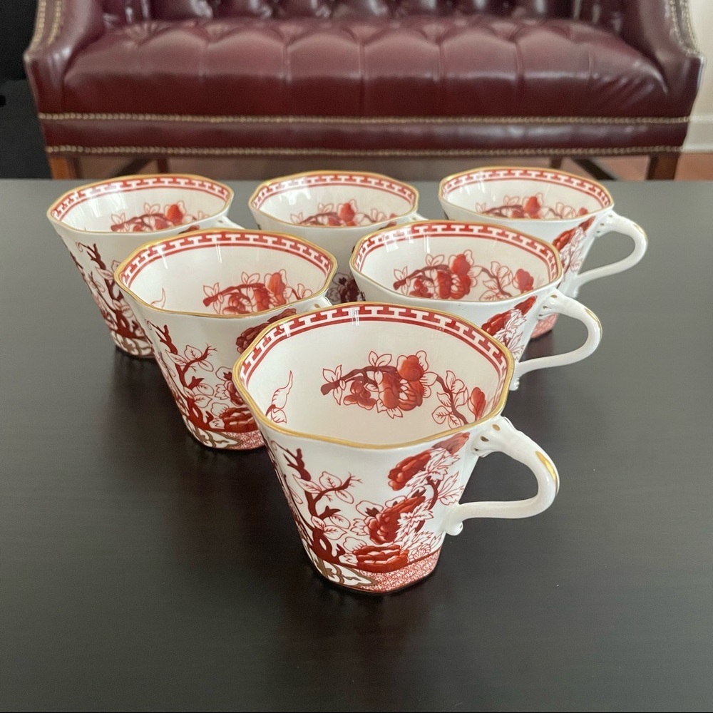 6 X Coalport Indian Tree Coral Bine China Flat Demitasse Cups - Picture 4 of 14